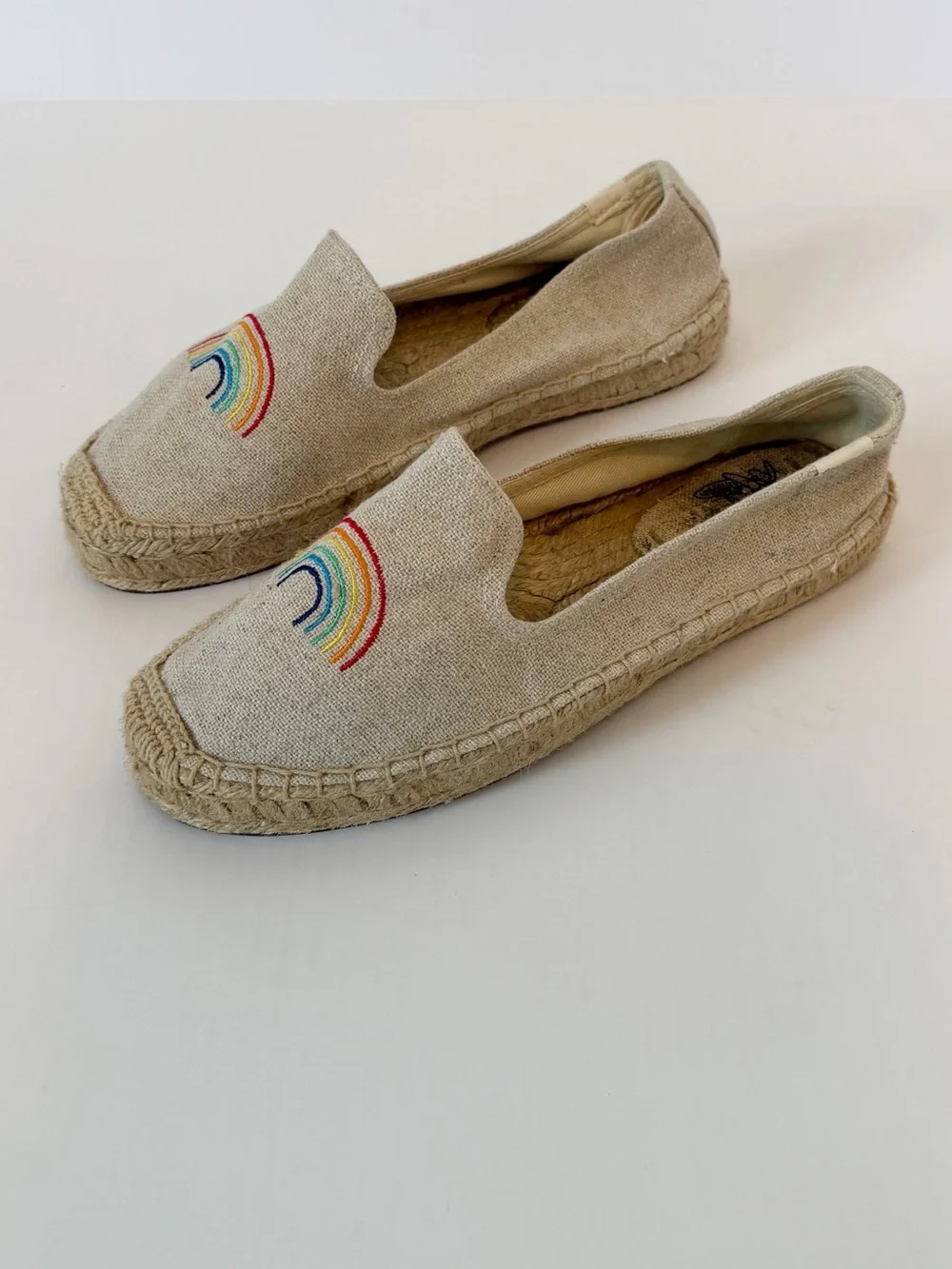 Soludos x Ashkahn Natural Rainbow Embroidered Espadrilles